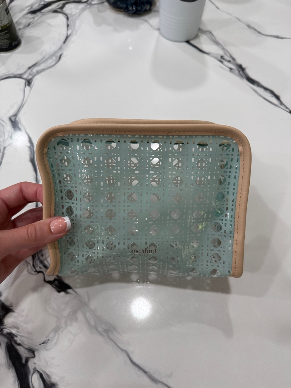 Spartina 449 Mint and Tan Woven Cosmetic Pouch